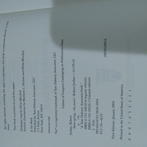 New Spring, Robert Jordan HB 1st Edition - Picture 2 of 3